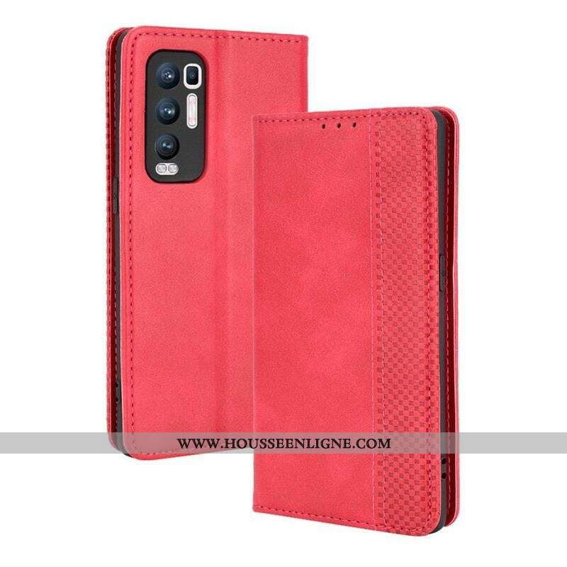 Flip Cover Oppo Find X3 Neo Effet Cuir Vintage Stylisé