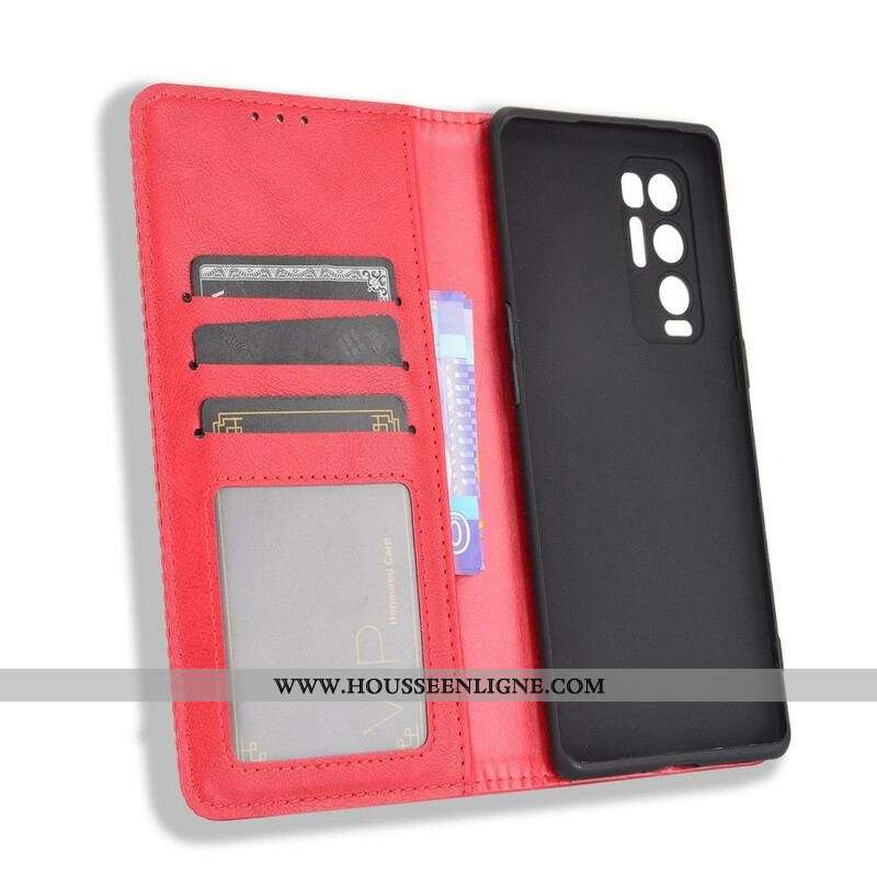Flip Cover Oppo Find X3 Neo Effet Cuir Vintage Stylisé