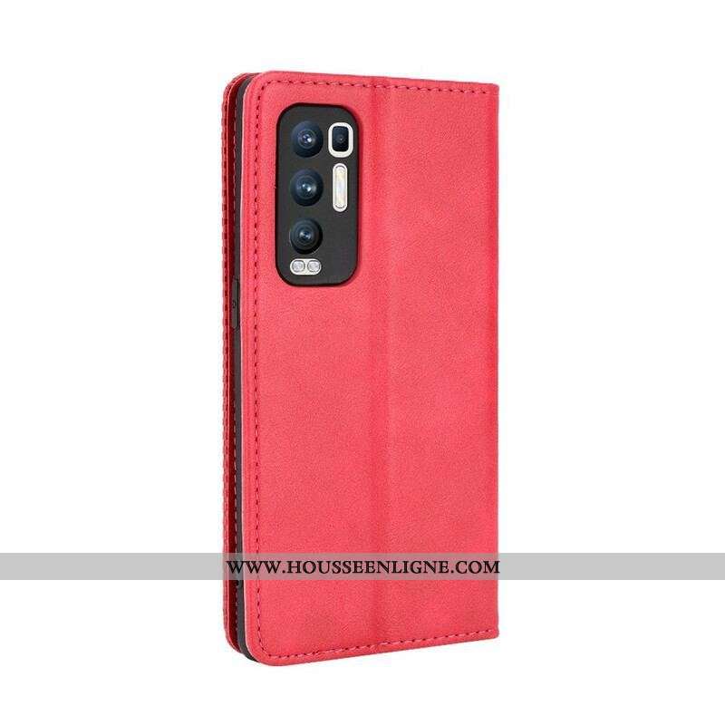 Flip Cover Oppo Find X3 Neo Effet Cuir Vintage Stylisé