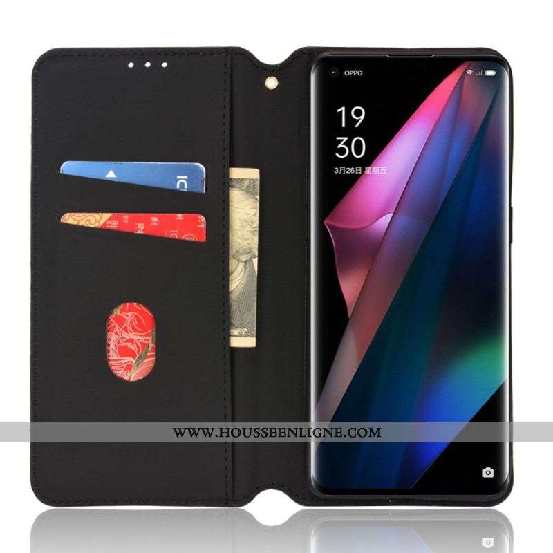 Flip Cover Oppo Find X3 / X3 Pro Effet Cuir Diamant