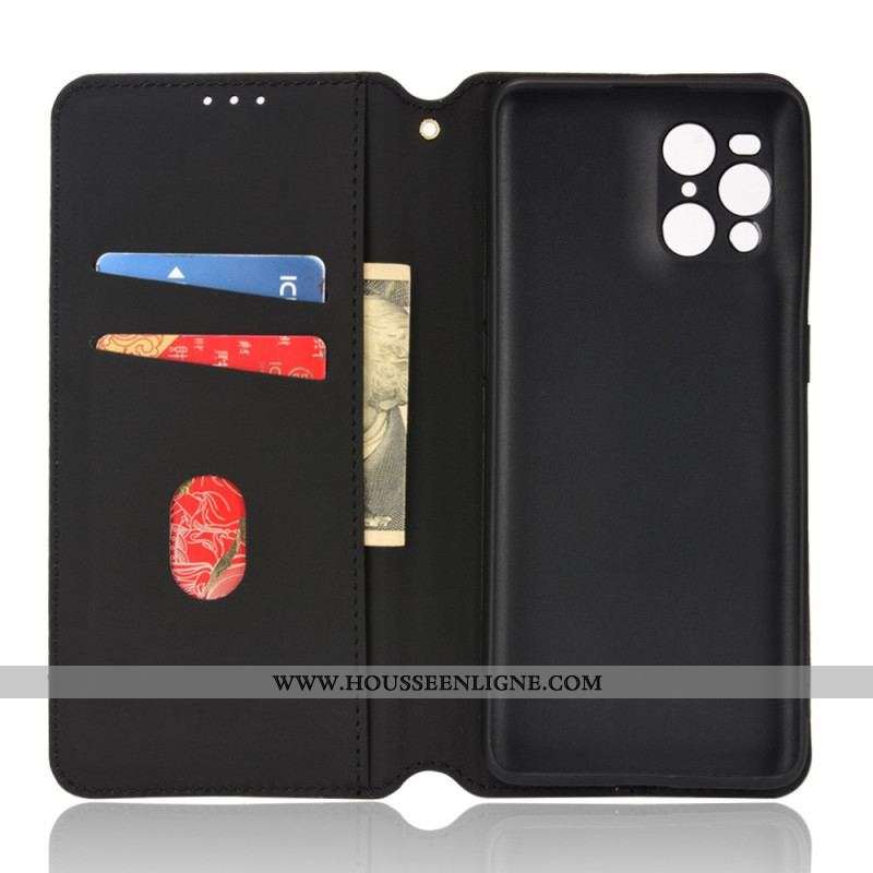 Flip Cover Oppo Find X3 / X3 Pro Effet Cuir Diamant