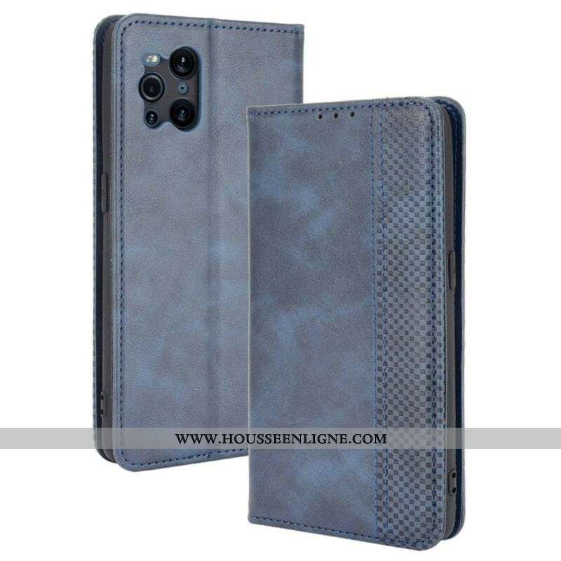 Flip Cover Oppo Find X3 / X3 Pro Effet Cuir Vintage Stylisé