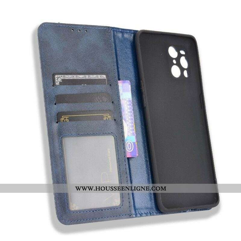 Flip Cover Oppo Find X3 / X3 Pro Effet Cuir Vintage Stylisé