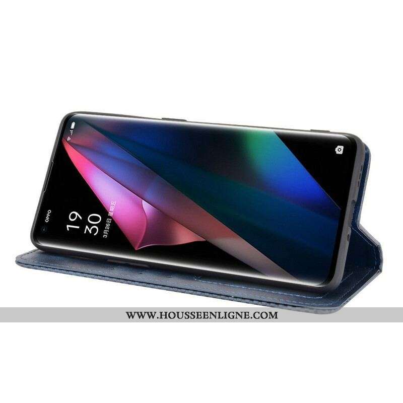Flip Cover Oppo Find X3 / X3 Pro Effet Cuir Vintage Stylisé