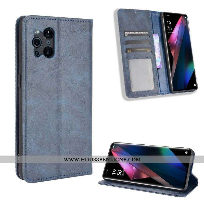 Flip Cover Oppo Find X3 / X3 Pro Effet Cuir Vintage Stylisé