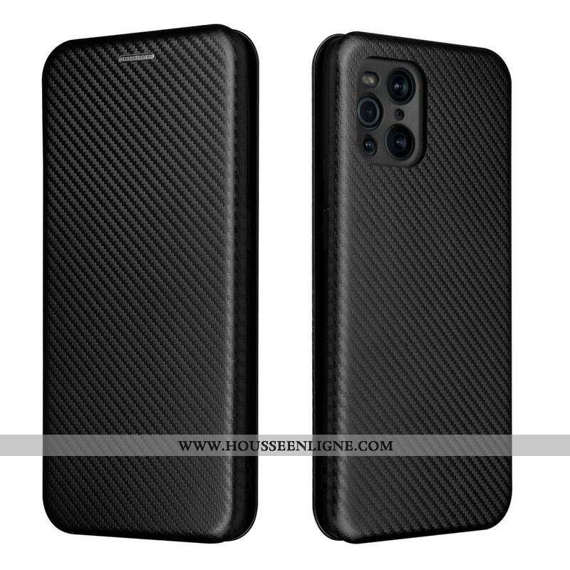 Flip Cover Oppo Find X3 / X3 Pro Silicone Carbone Coloré