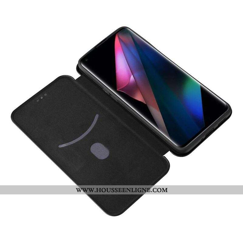 Flip Cover Oppo Find X3 / X3 Pro Silicone Carbone Coloré