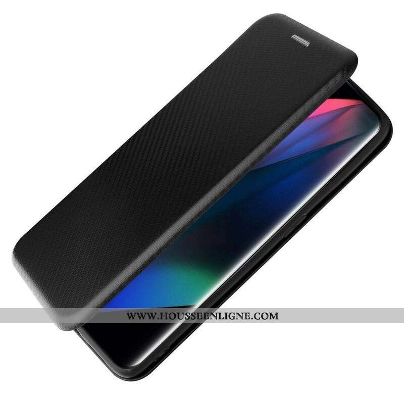 Flip Cover Oppo Find X3 / X3 Pro Silicone Carbone Coloré