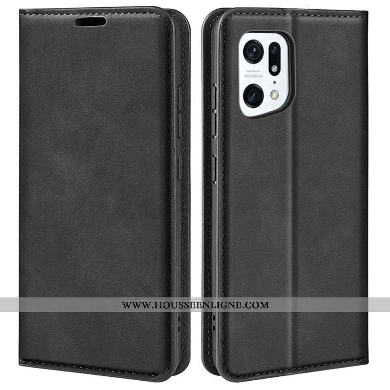 Flip Cover Oppo Find X5 Effet Cuir Douceur Soie