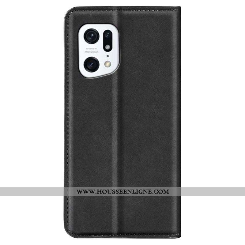Flip Cover Oppo Find X5 Effet Cuir Douceur Soie