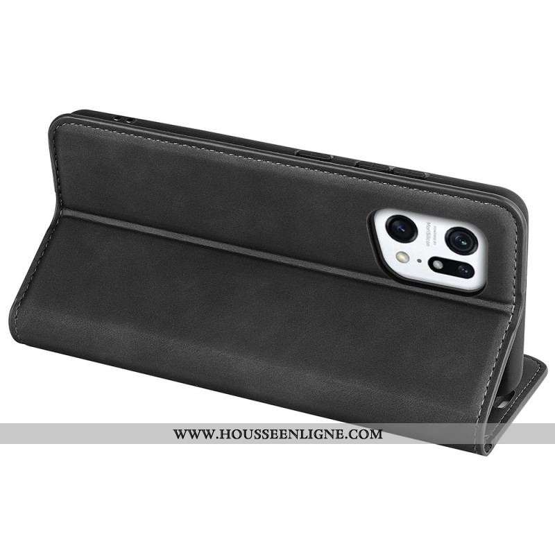 Flip Cover Oppo Find X5 Effet Cuir Douceur Soie