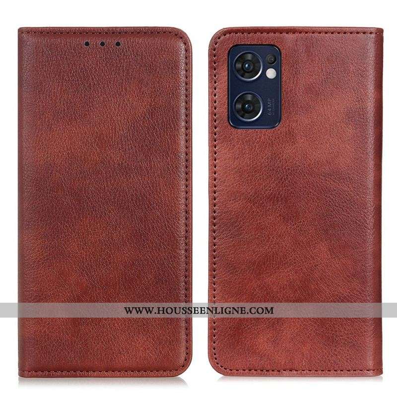 Flip Cover Oppo Find X5 Lite Cuir Litchi Fendu