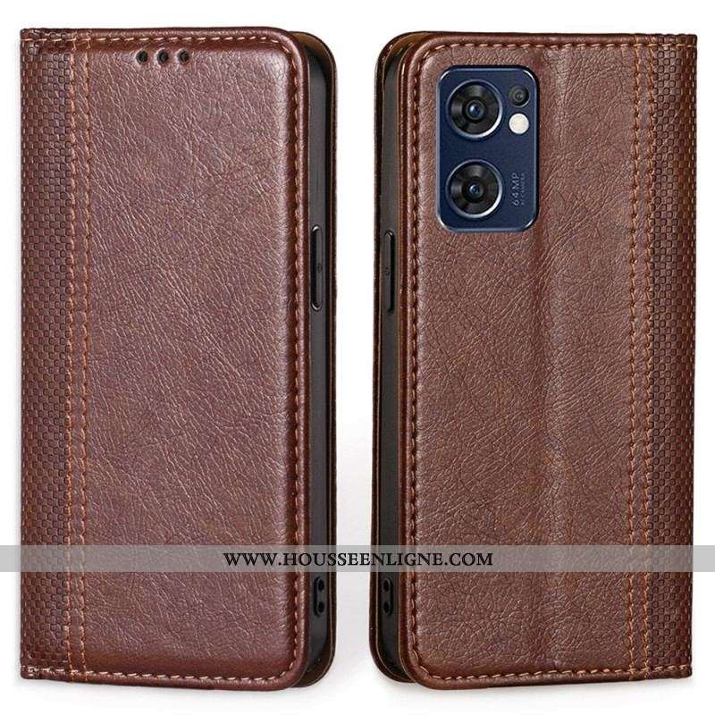 Flip Cover Oppo Find X5 Lite Cuir Litchi Fendu Coutures