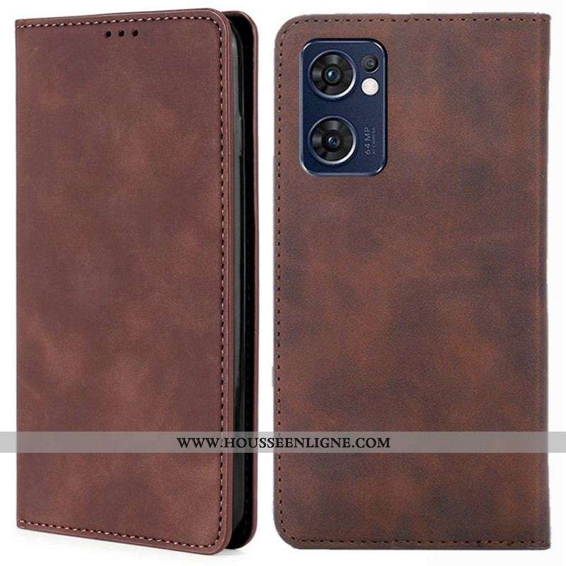 Flip Cover Oppo Find X5 Lite Skin-Touch Effet Cuir