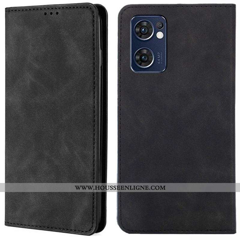 Flip Cover Oppo Find X5 Lite Skin-Touch Effet Cuir