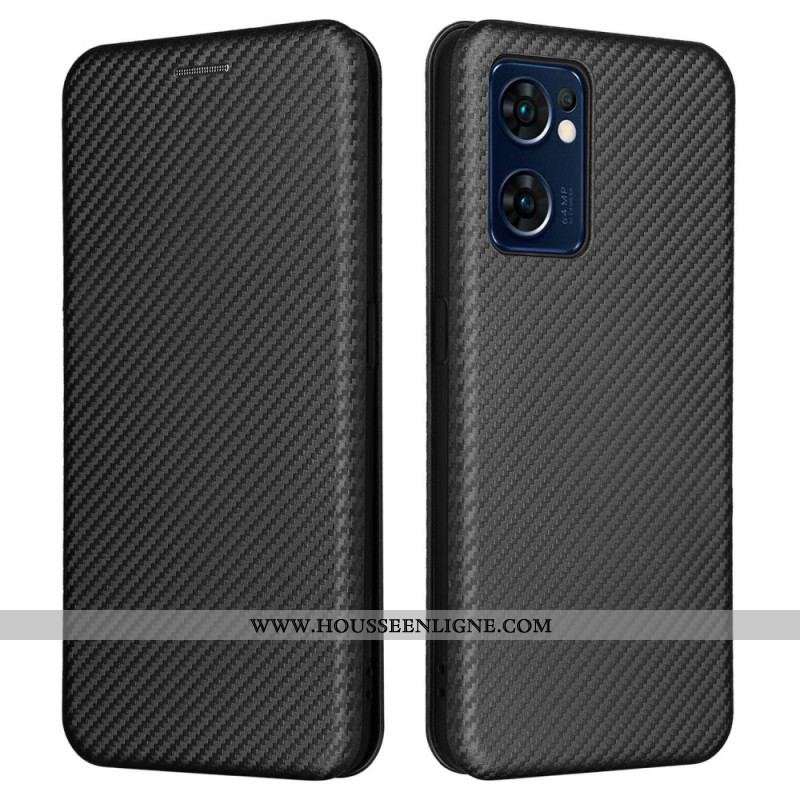 Flip Cover Oppo Find X5 Lite Texture Fibre Carbone
