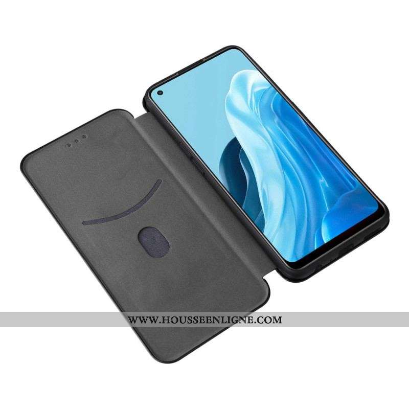 Flip Cover Oppo Find X5 Lite Texture Fibre Carbone
