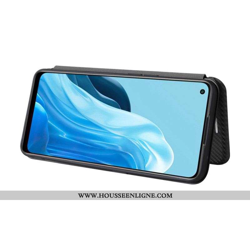 Flip Cover Oppo Find X5 Lite Texture Fibre Carbone