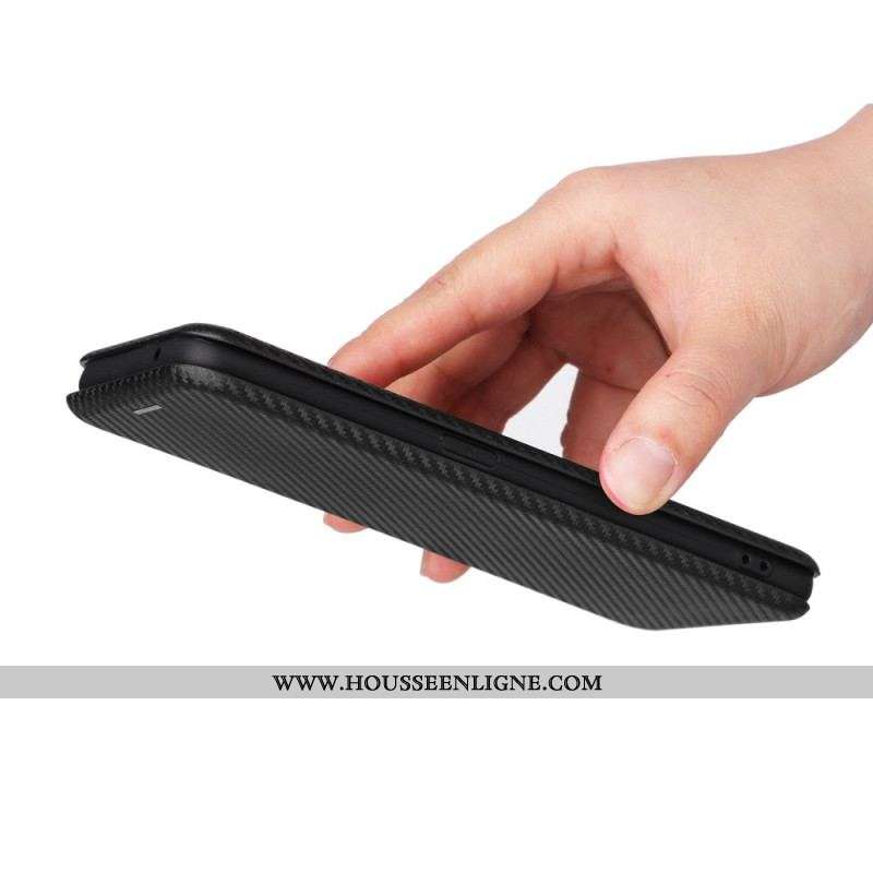 Flip Cover Oppo Find X5 Lite Texture Fibre Carbone