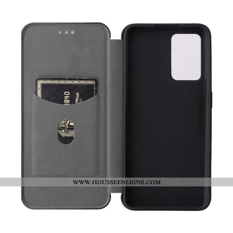 Flip Cover Oppo Find X5 Lite Texture Fibre Carbone