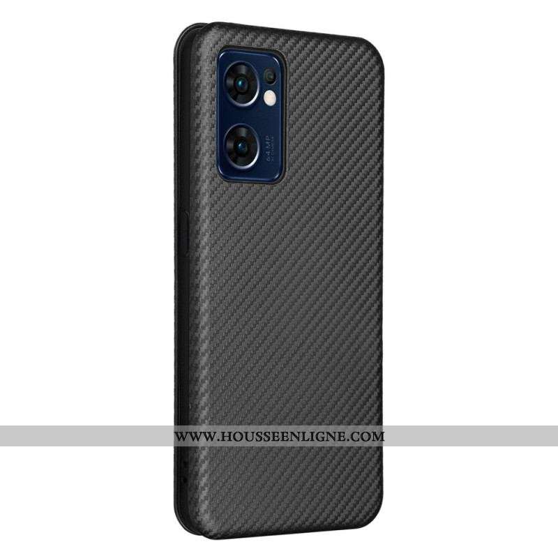 Flip Cover Oppo Find X5 Lite Texture Fibre Carbone