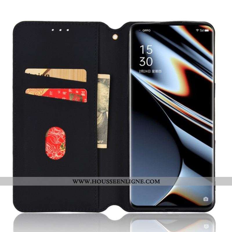 Flip Cover Oppo Find X5 Pro Effet Cuir Diamant 3D