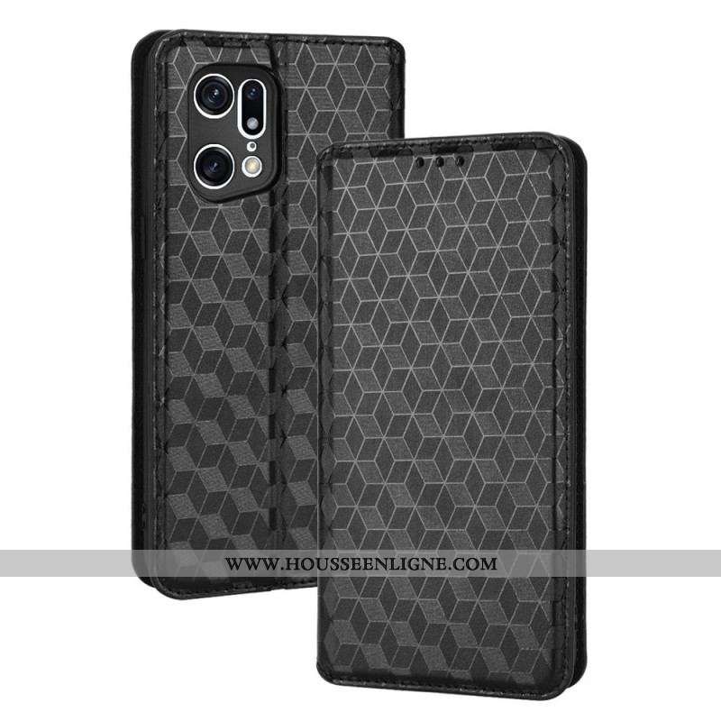 Flip Cover Oppo Find X5 Pro Effet Cuir Diamant 3D