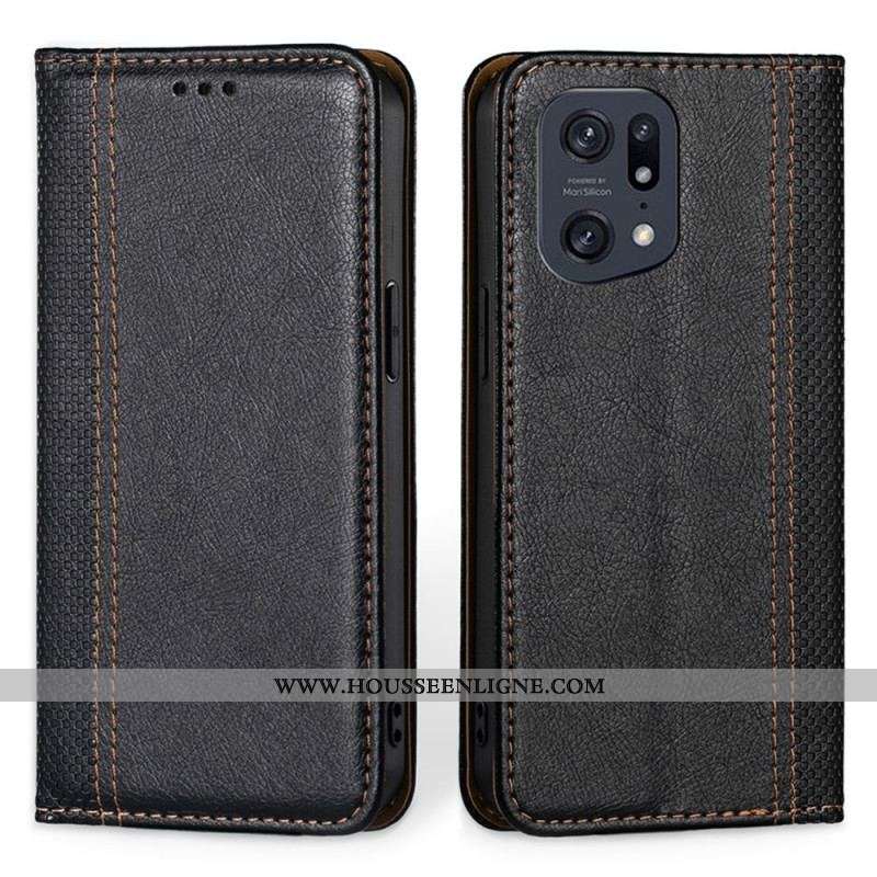 Flip Cover Oppo Find X5 Pro Effet Cuir Vintage