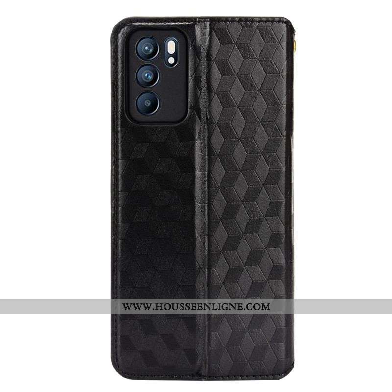 Flip Cover Oppo Reno 6 5G Effet Cuir Diamant 3D