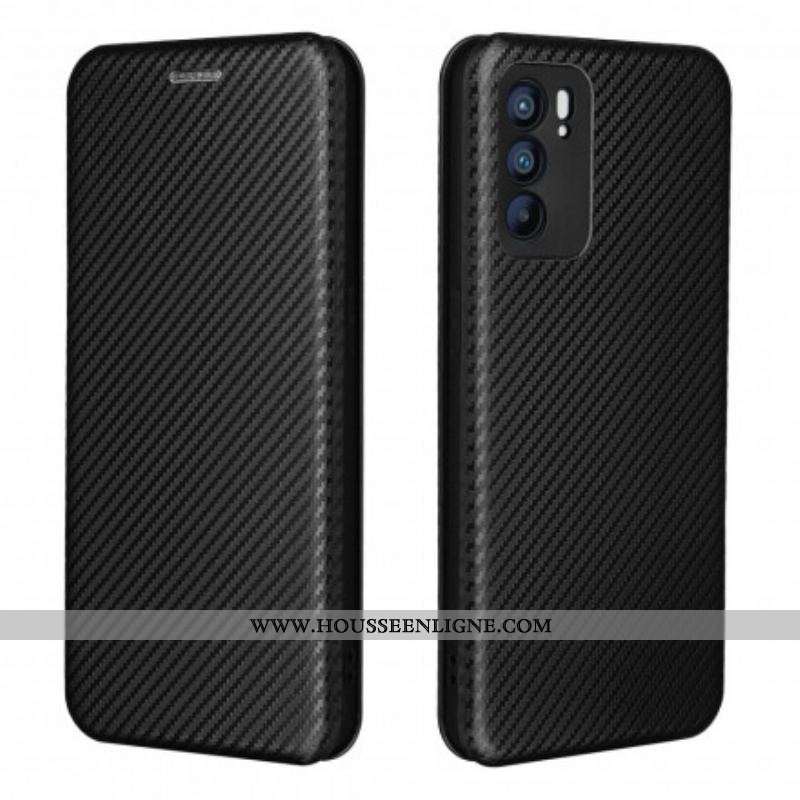 Flip Cover Oppo Reno 6 5G Silicone Carbone Coloré