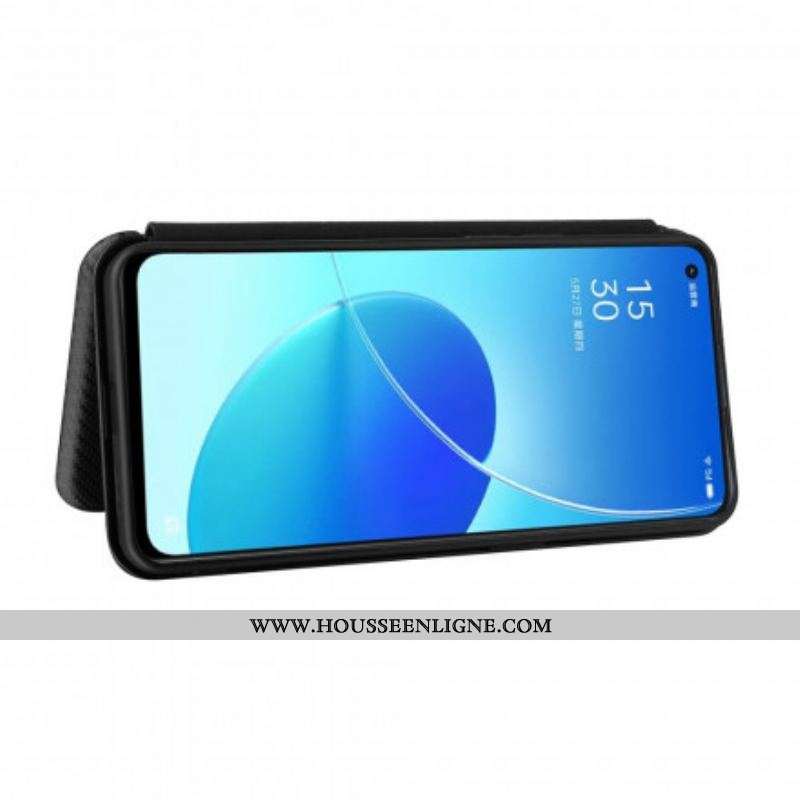Flip Cover Oppo Reno 6 5G Silicone Carbone Coloré