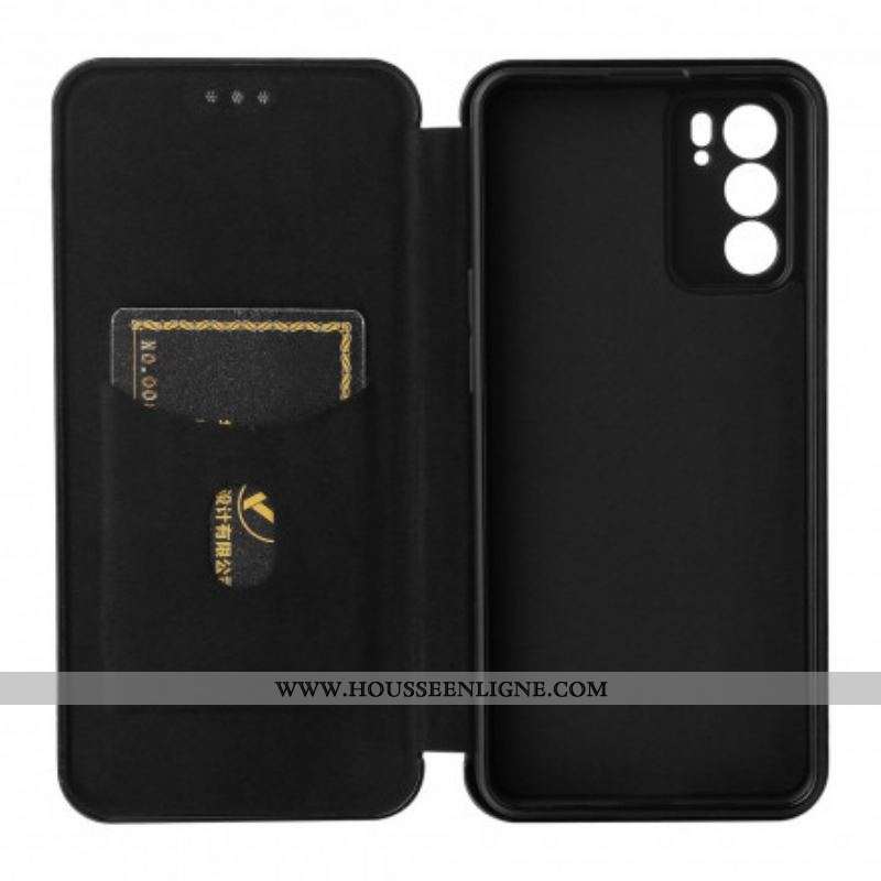 Flip Cover Oppo Reno 6 5G Silicone Carbone Coloré