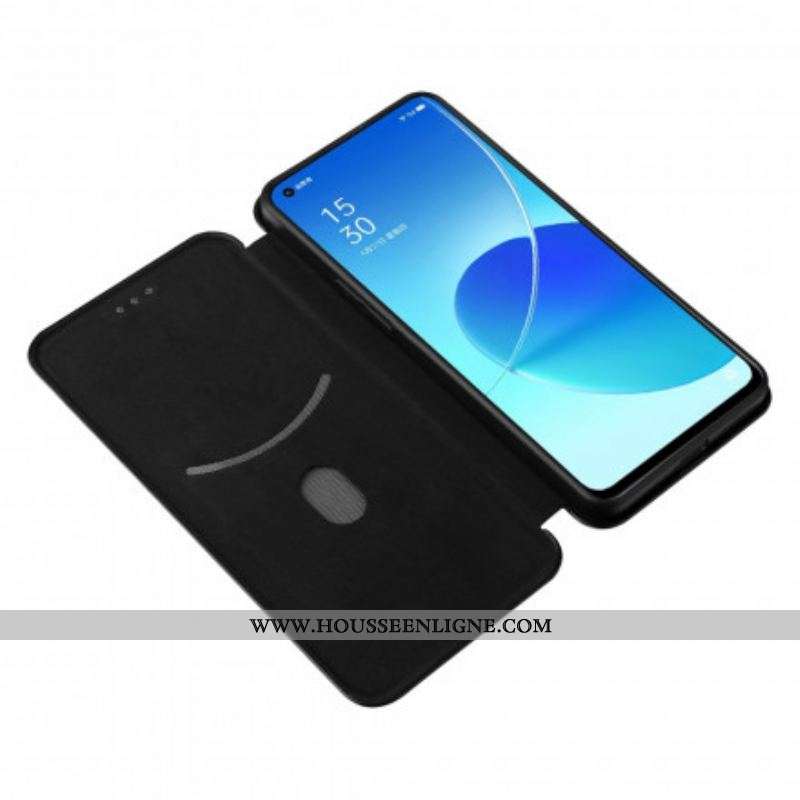 Flip Cover Oppo Reno 6 5G Silicone Carbone Coloré