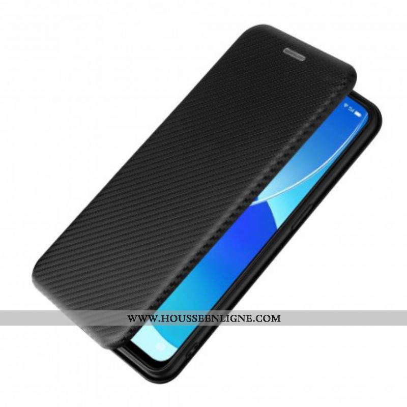 Flip Cover Oppo Reno 6 5G Silicone Carbone Coloré