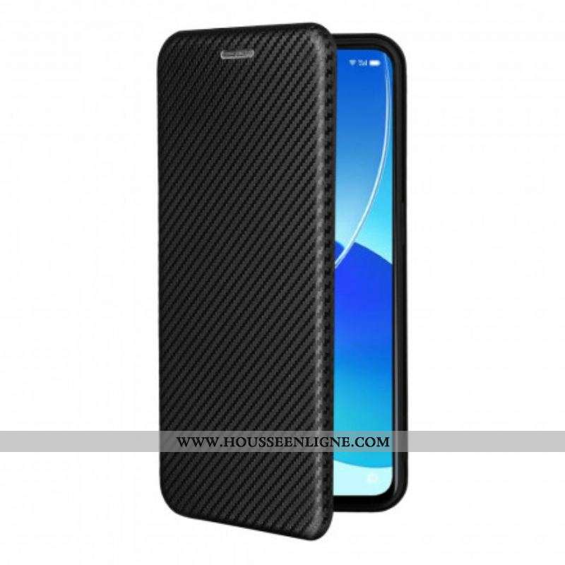 Flip Cover Oppo Reno 6 5G Silicone Carbone Coloré