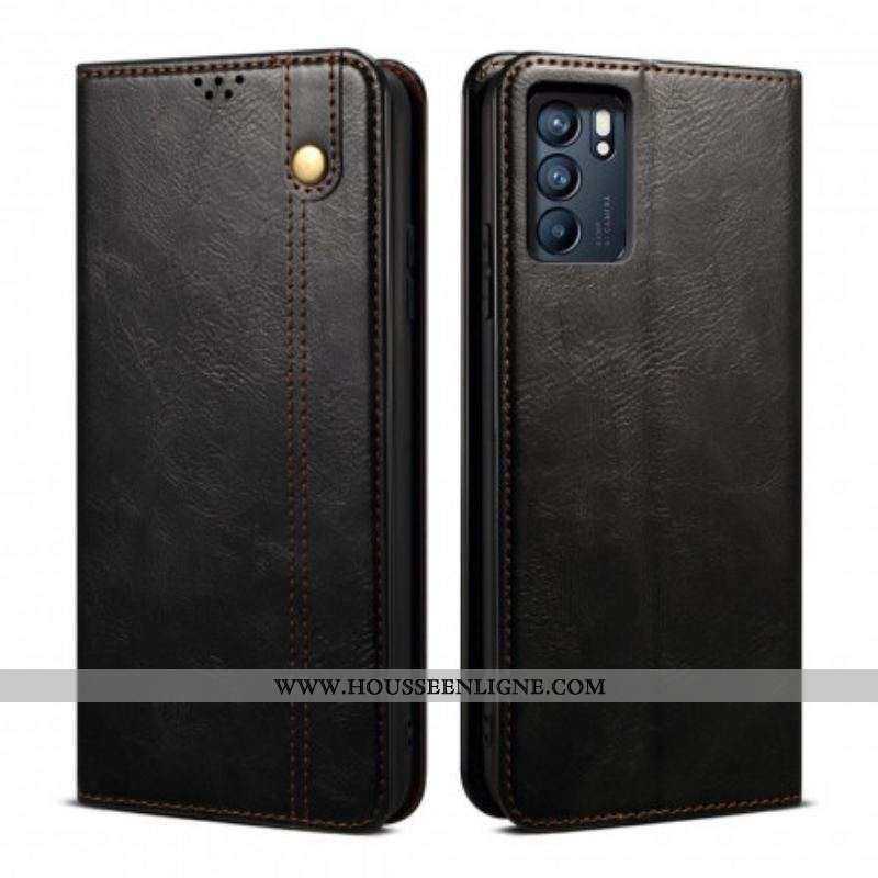 Flip Cover Oppo Reno 6 5G Simili Cuir Ciré