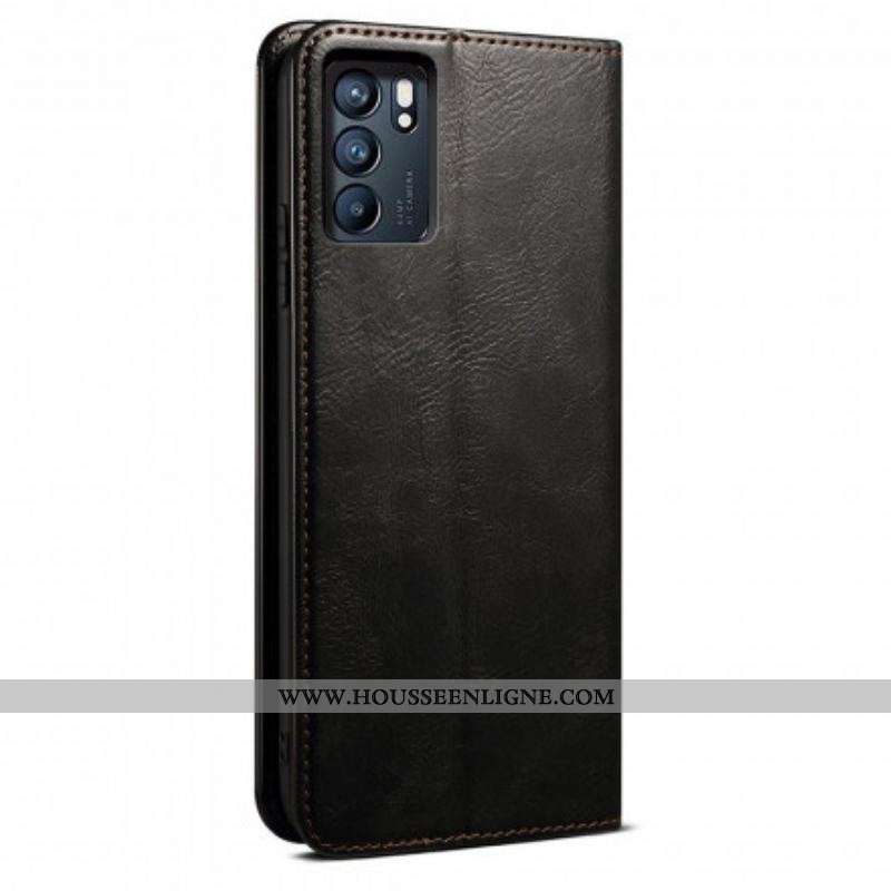 Flip Cover Oppo Reno 6 5G Simili Cuir Ciré