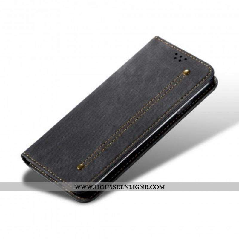 Flip Cover Oppo Reno 6 5G Tissu Jeans