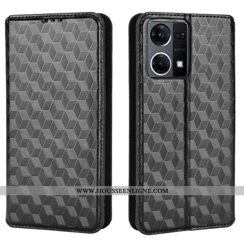 Flip Cover Oppo Reno 7 Effet Cuir Cubes 3D