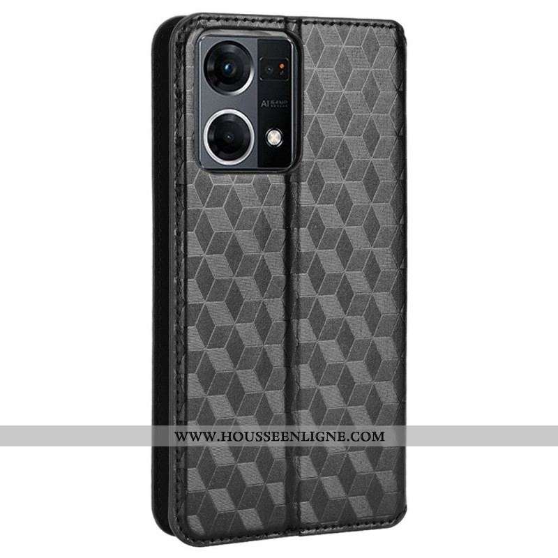 Flip Cover Oppo Reno 7 Effet Cuir Cubes 3D
