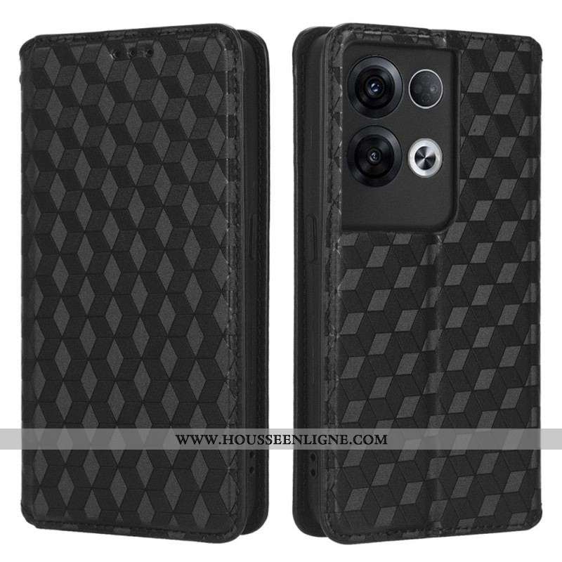 Flip Cover Oppo Reno 8 Effet Cuir Cubes 3D