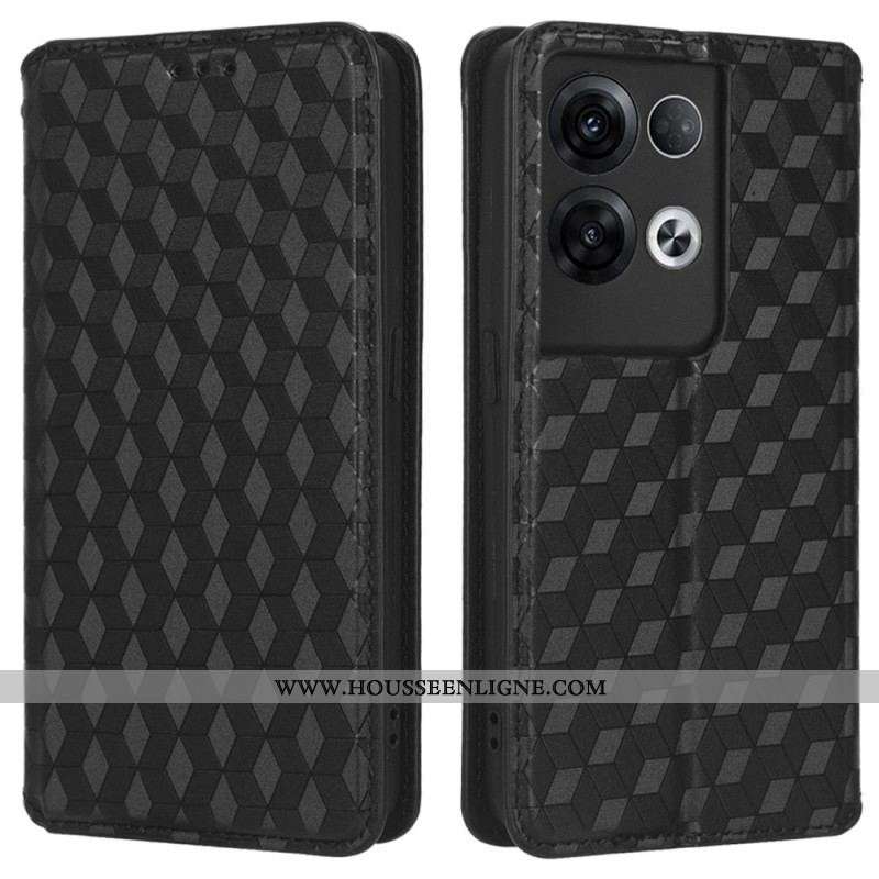 Flip Cover Oppo Reno 8 Pro Effet Cuir Cubes 3D