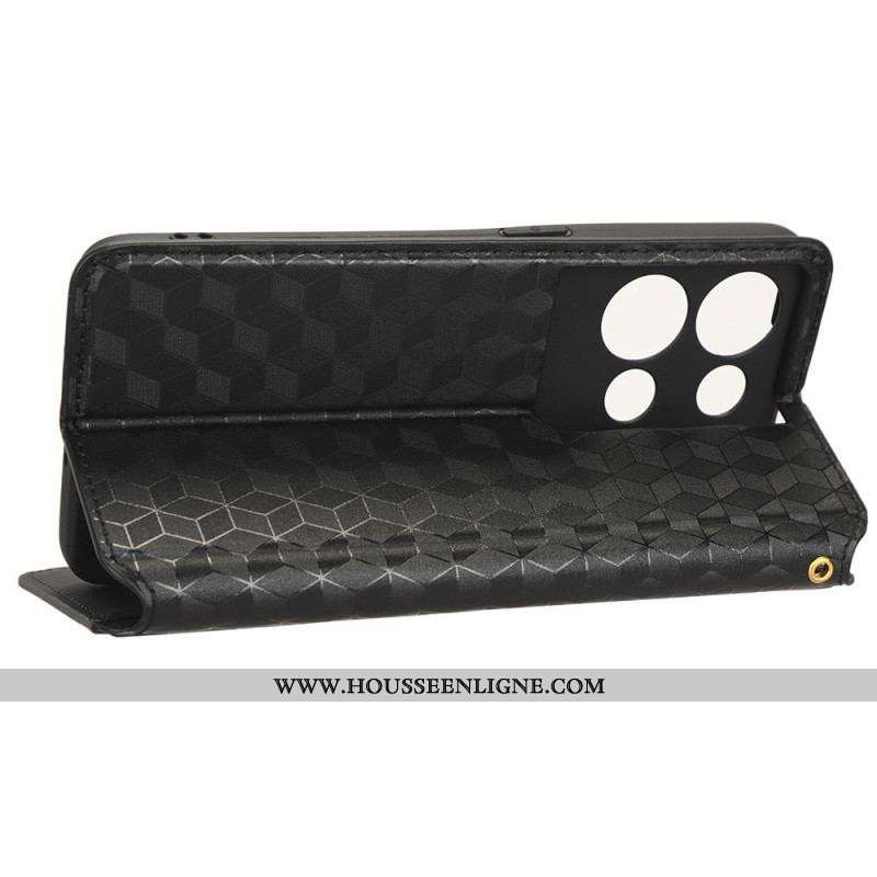 Flip Cover Oppo Reno 8 Pro Effet Cuir Cubes 3D