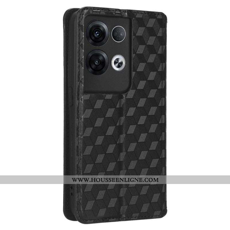 Flip Cover Oppo Reno 8 Pro Effet Cuir Cubes 3D
