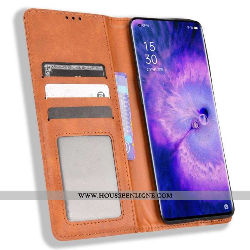 Flip Cover Oppo find X5 Effet Cuir Vintage Stylisé