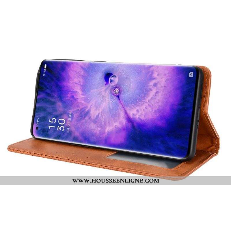Flip Cover Oppo find X5 Effet Cuir Vintage Stylisé