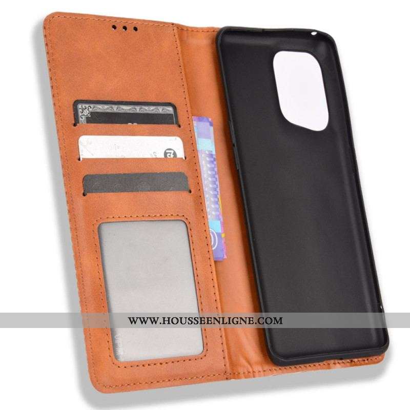 Flip Cover Oppo find X5 Effet Cuir Vintage Stylisé