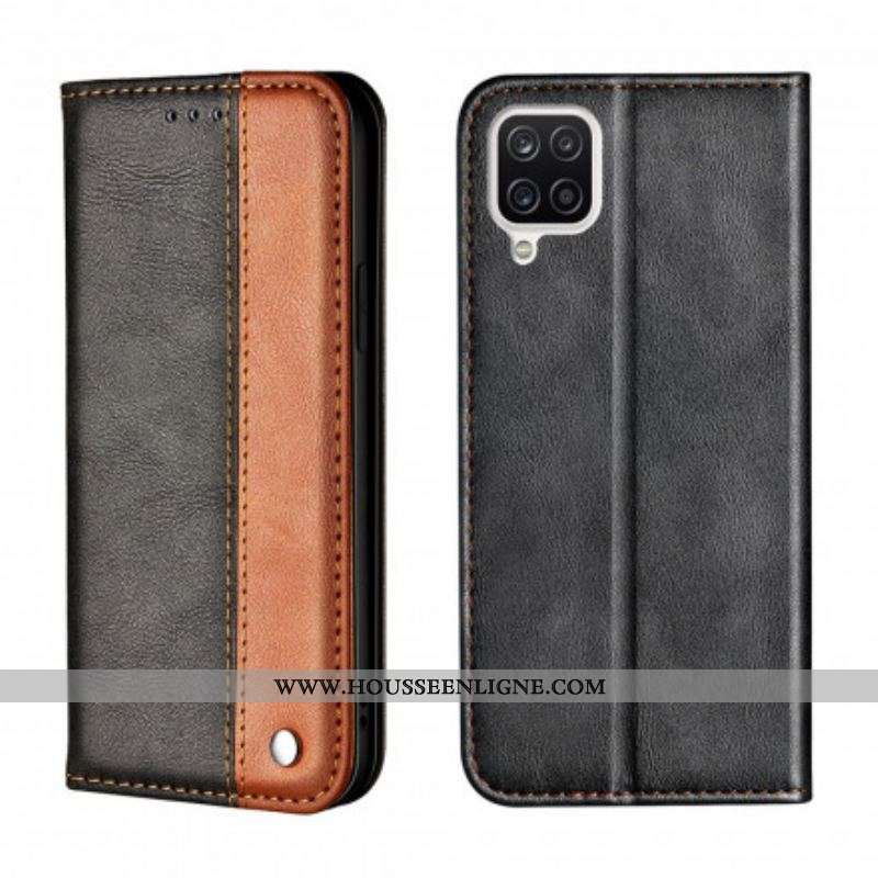 Flip Cover Samsung Galaxy A12 / M12 Bicolore Effet Cuir