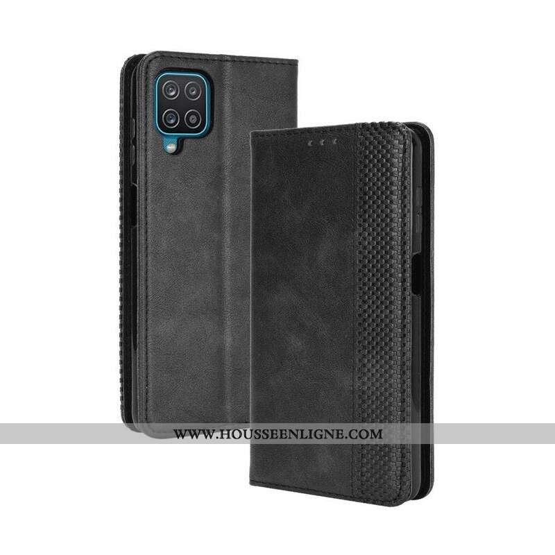 Flip Cover Samsung Galaxy A12 / M12 Effet Cuir Vintage Stylisé