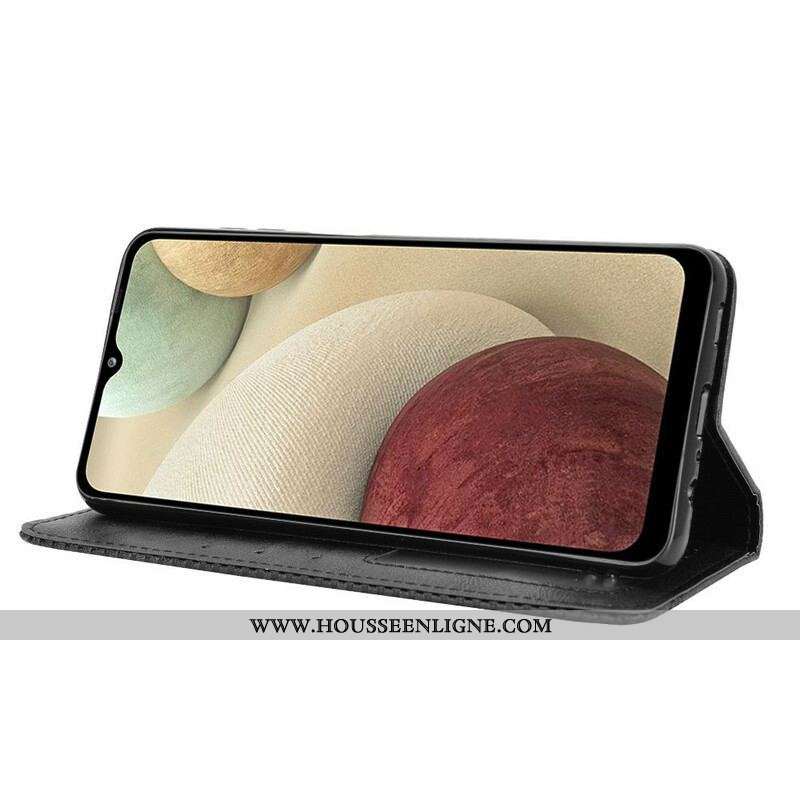 Flip Cover Samsung Galaxy A12 / M12 Effet Cuir Vintage Stylisé